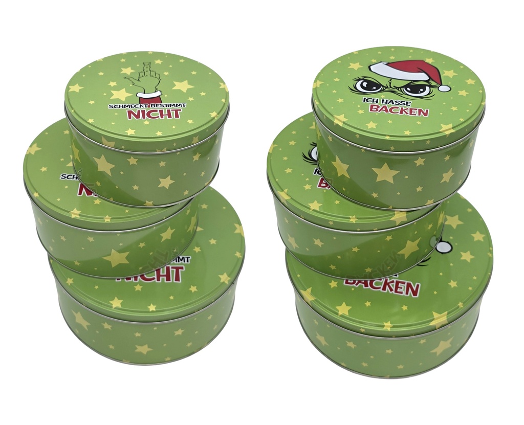 Gebäckdosen Metall Festtags-Muffel | 3-teilig | 2 Designs | Lustige Keksdosen & Aufbewahrungsboxen für Plätzchen & Anti-Weihnachten-Fans | Schnäppchen Kings