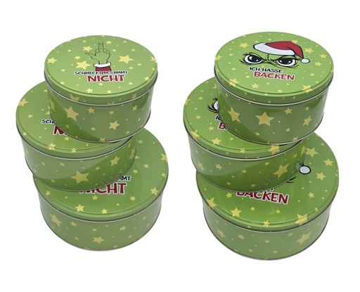 Gebäckdosen Metall "Festtags-Muffel", 3tlg, 2 Designs