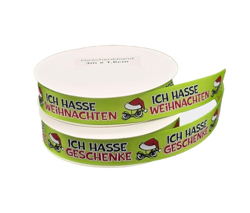 Geschenkband "Festtags-Muffel", 3m x 1,6cm, 2 Designs