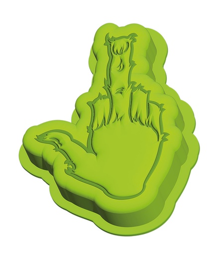 [P0002095] Backform Silikon "Festtagsmuffel", 20x17x3,5cm, Mittelfinger Design