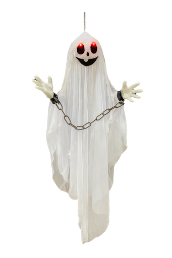 [P0002420] Deko Halloween lustiger Geist "Ghost with Chains", zum hängen, 55x10x90cm