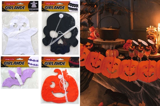 [P0002433] Girlande "Halloween", 4 Designs, 2,7m