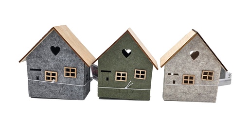 [P0002578] Weihnachts Deko Filzhaus LED H x 11,5 cm mit Timer in 3 Farben