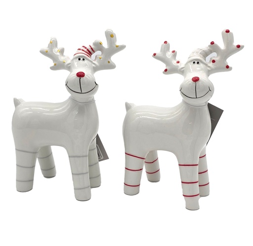 [P0002582] Weihnachts Deko Rentier mit Weihnachtsmütze H x 17,5 cm Modelle