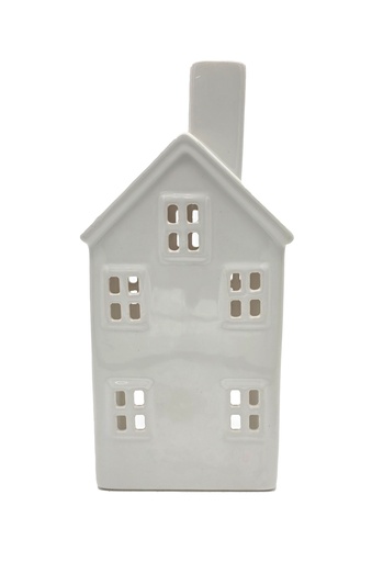[P0002587] Weihnachts XL Dekohaus aus Keramik für Teelicht, H x 24 cm, weiß