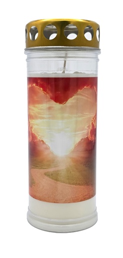 [P0002773] Grabkerze | Erstklassige Qualität | 20cm x 7,5cm mit Motiv | Himmelstor Herzlicht