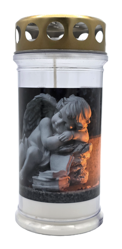 [P0002783] Grabkerze | Erstklassige Qualität | 17cm x 7,5cm mit Motiv | Engel Klassik