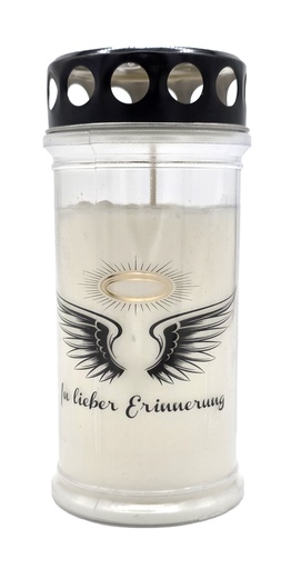 [P0002790] Grabkerze | Erstklassige Qualität | 17cm x 7,5cm mit Motiv | Flügel Nero Erinnerung