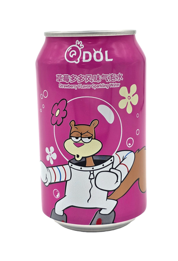 [P0002803] QDOL SpongeBob - Sandy Erdbeer Sprudelwasser | Strawberry Flavor Sparkling Water (330 ml)