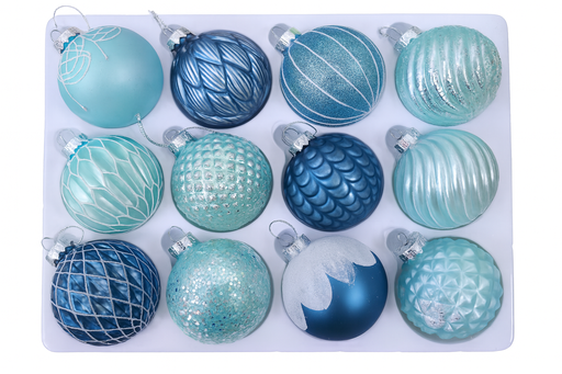 [P0002894] Weihnachtskugeln Glas "Deluxe" Ø 6cm | 12er SET | Sortiment R | Handegemacht