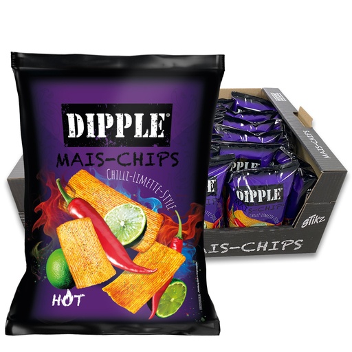 [P0003434] Dipple Mais-Chips 90g Stikz Hot+ Chili Limette