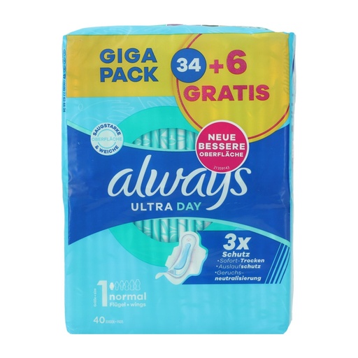 [P0003799] Always Ultra Damenbinden 40Stück Size 1 Normal Day Wings