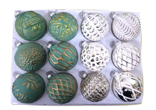[11482] Weihnachtskugeln Glas "Deluxe" Ø 8cm |1 Stück | Sortiment L | Handegemacht