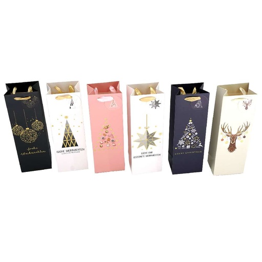 [11441] Flaschentasche Weihnachten "Modern Christmas Colorful" 12x36x10cm